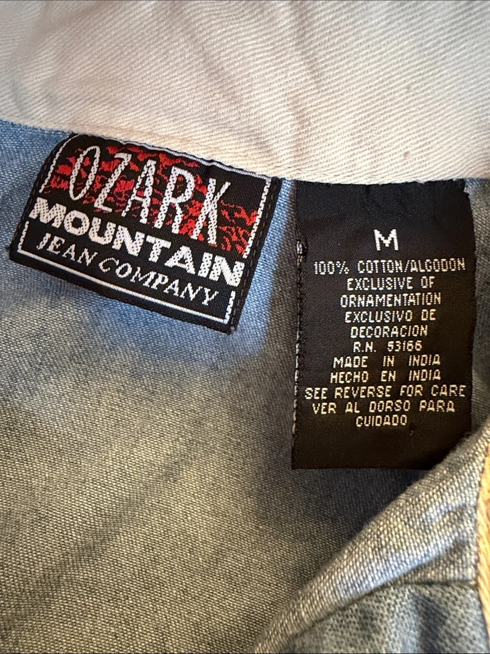 Ozark Mountain Western Denim Shirt Embroidered Pockets Women Med Rodeo Festival